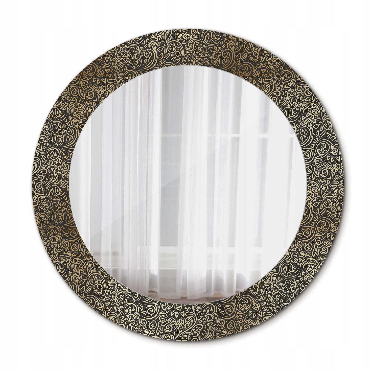 Okrúhle kúpeľňové zrkadlo Kvetinový ornament 60 cm