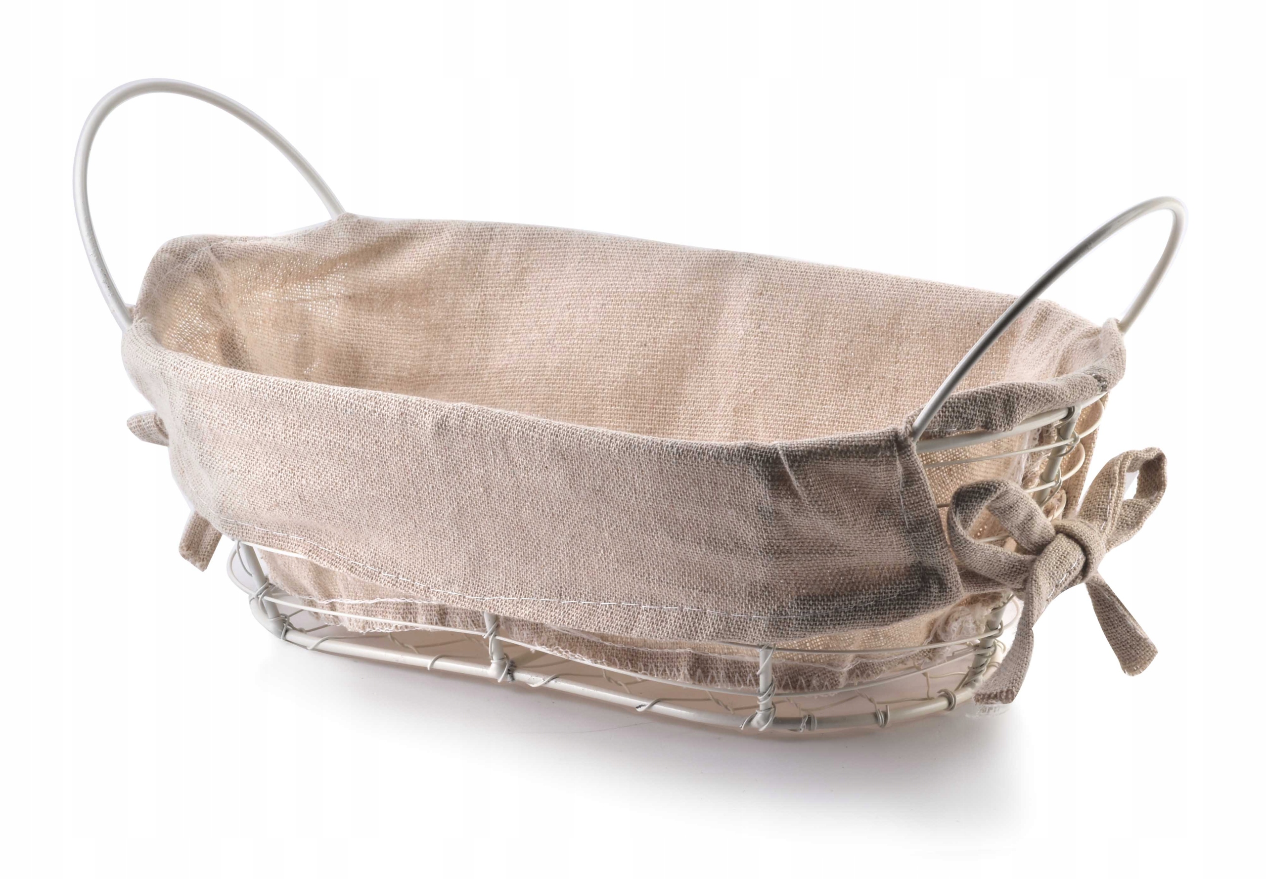 KOSZYK NA PIECZYWO CHLEB METALOWY KREMOWY SERWETKA