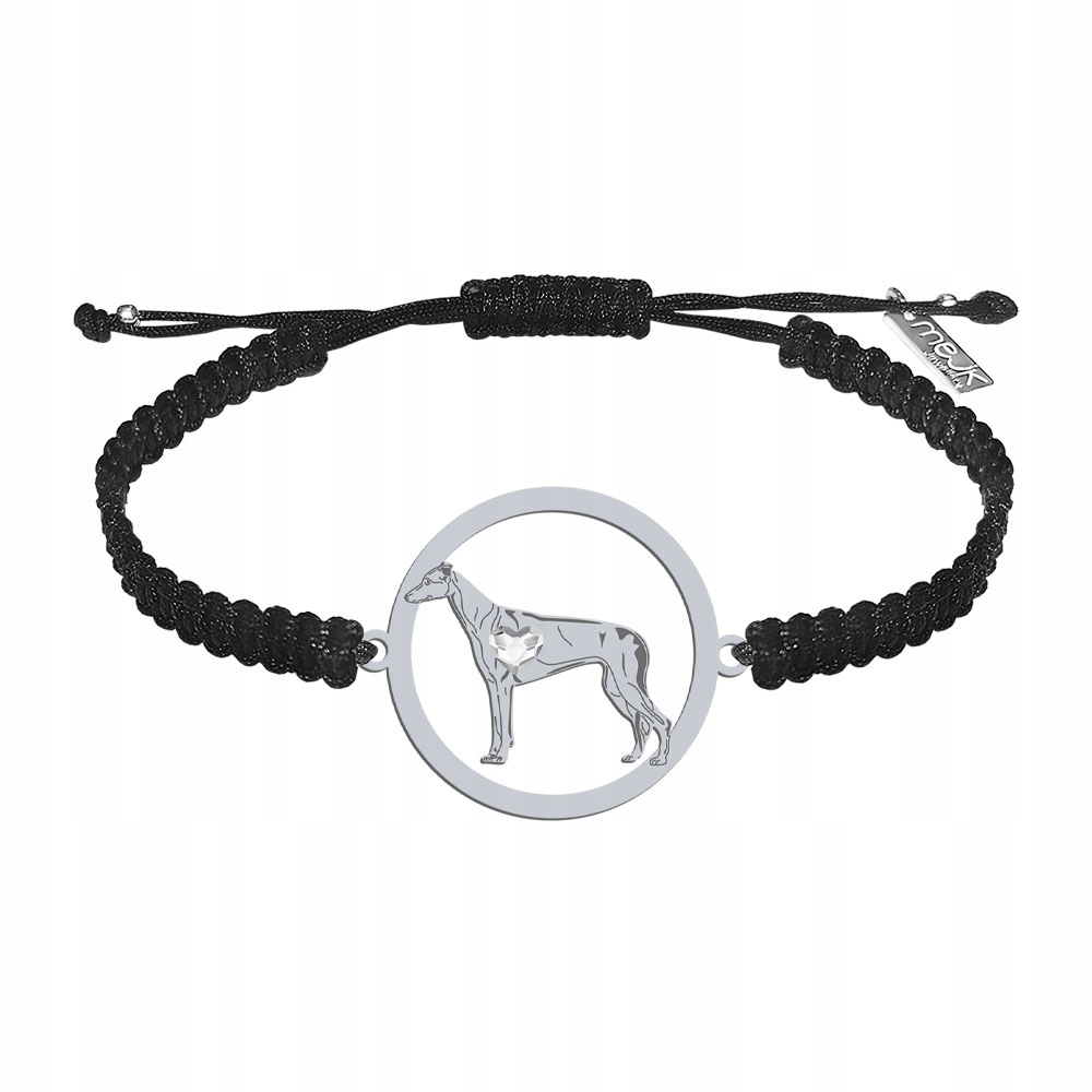 Stříbrný náramek s psem Greyhound 925 Šperky Makramé Gravírování Dedikace