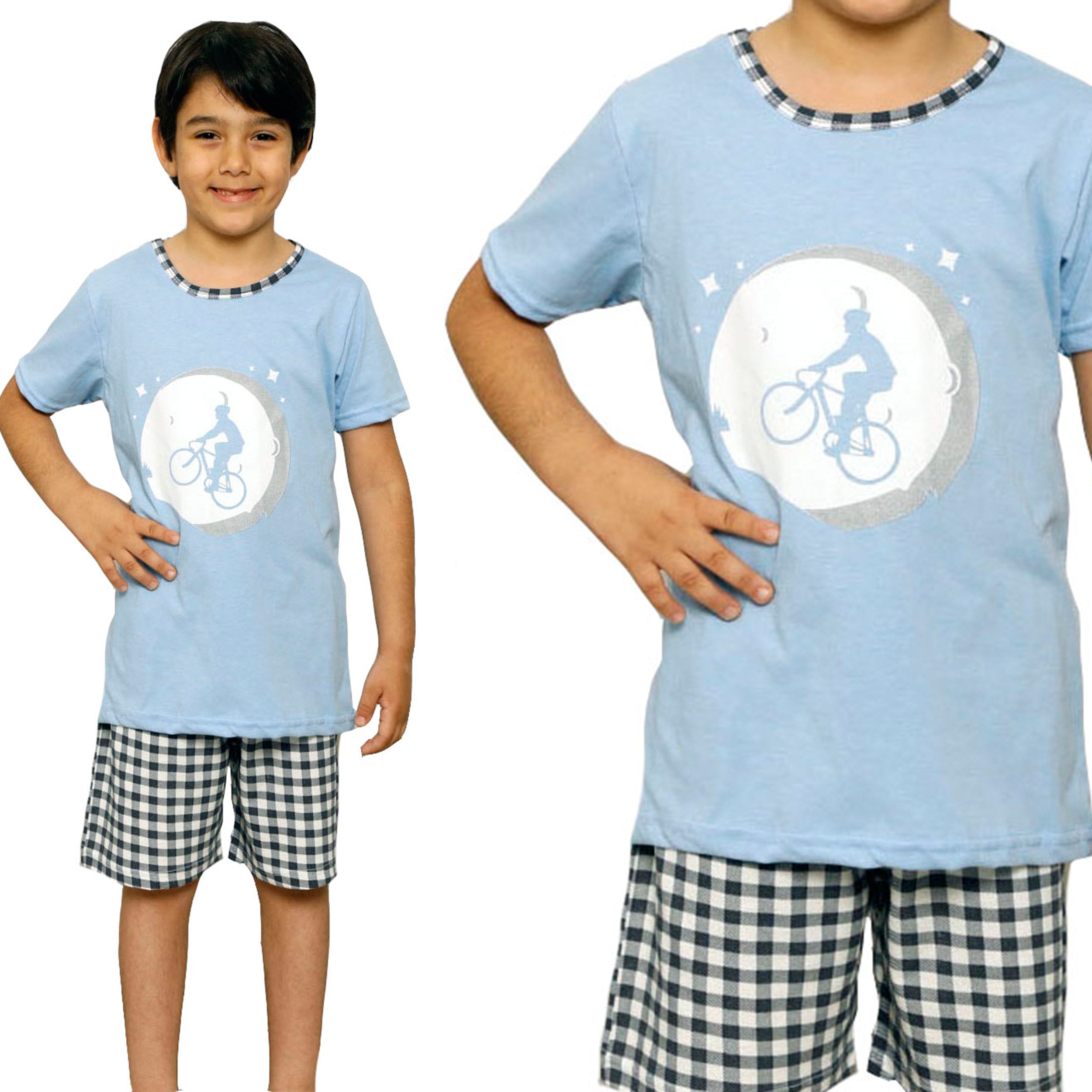 

Piżama Chłopięca dziecięca Krótka Kratka Rower