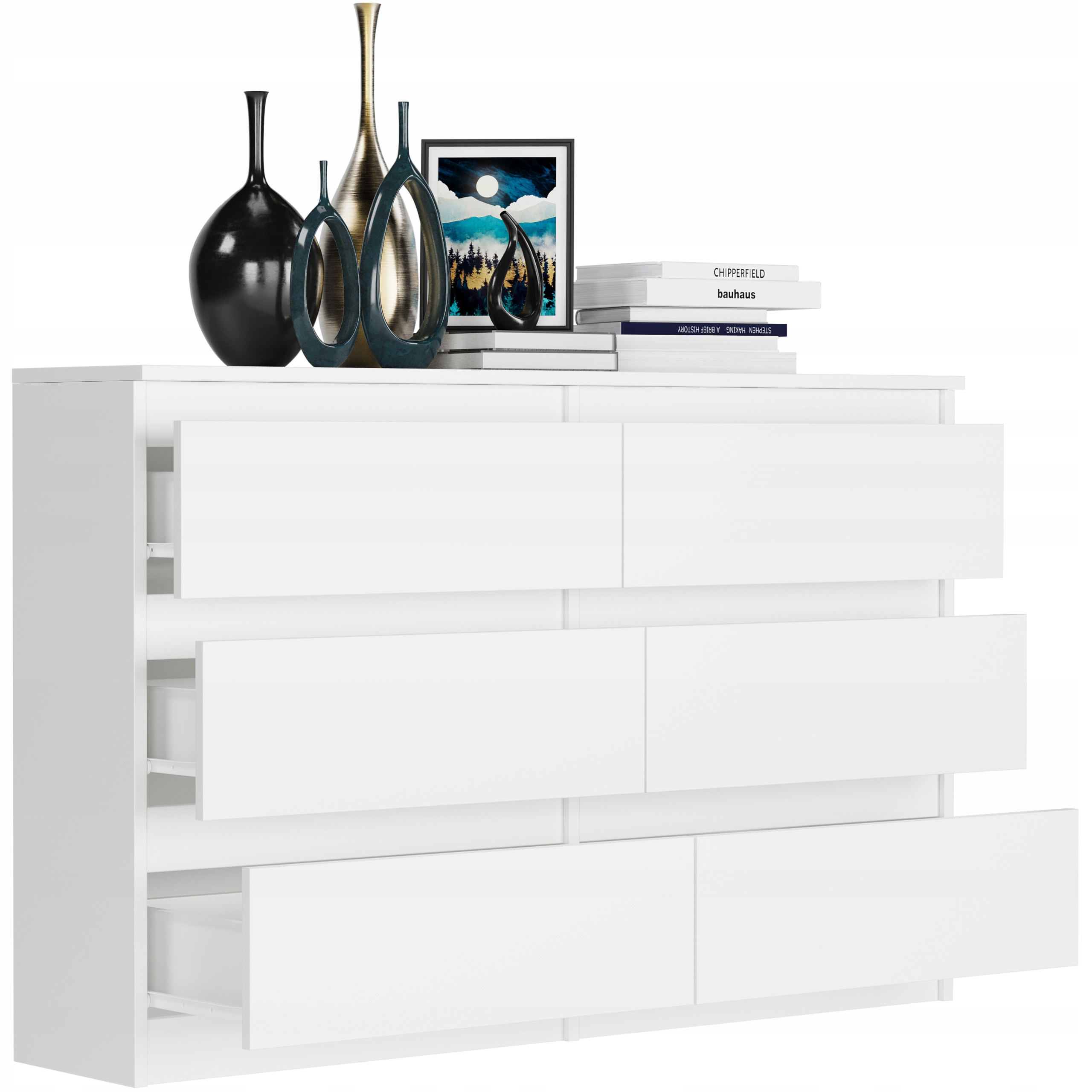 KOMODA R-120 SZAFKA 6 SZUFLAD BIAŁA R-120