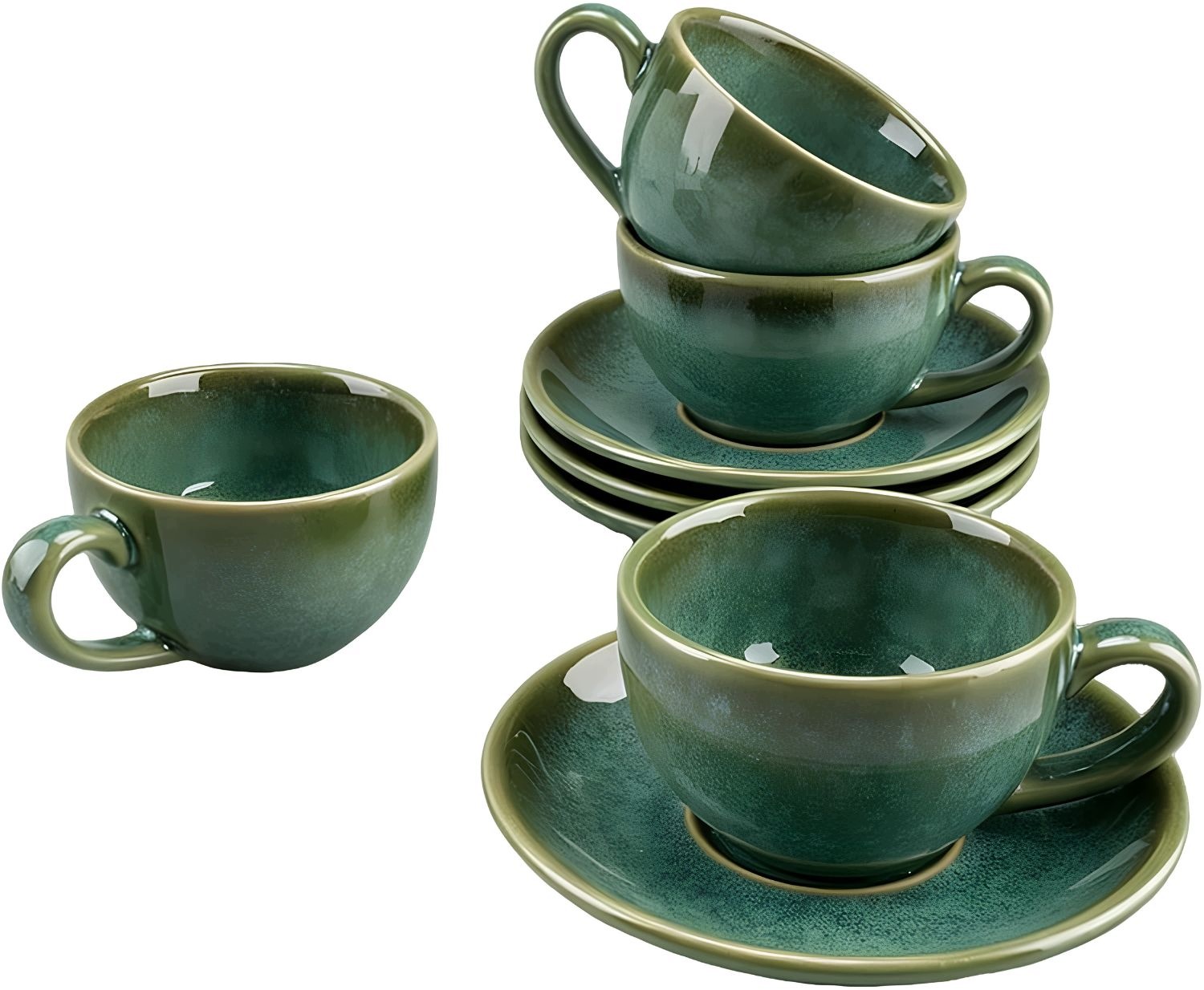 Šálky Na Espresso 4 Ks 90 ML Keramické S Podšálky