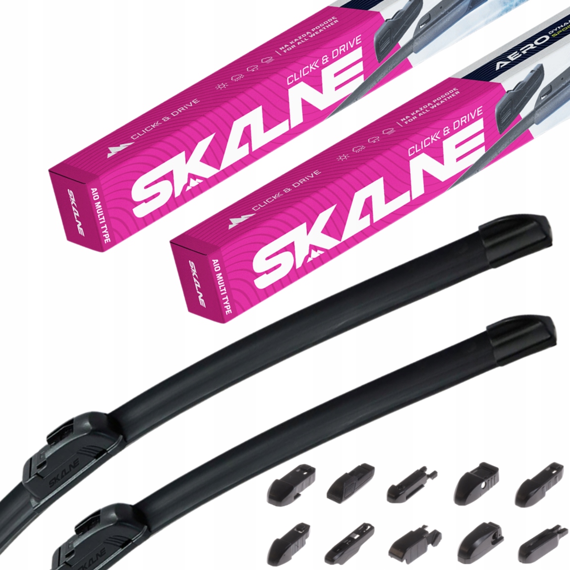 Wycieraczki Samochodowe Uniwersalne Skalne 65CM 45CM adaptery