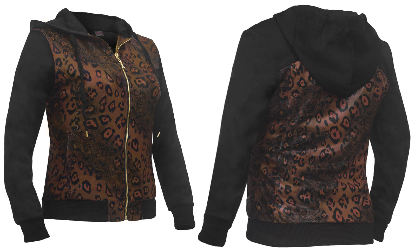 

Bluza damska rozsuwana z kapturem 56869 r M złota