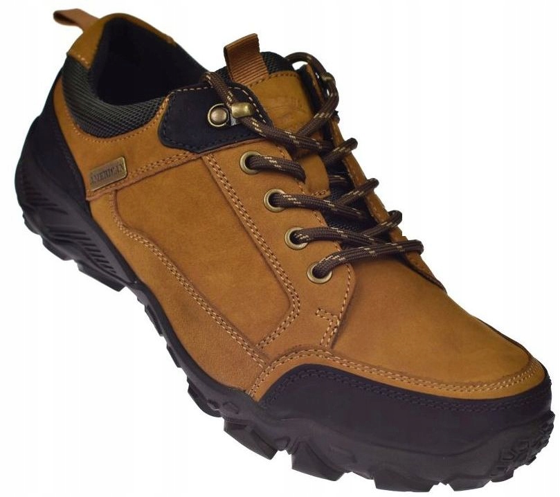 Pánské trekové boty krátké kožené polobotky CY102 hnědé vel. 41