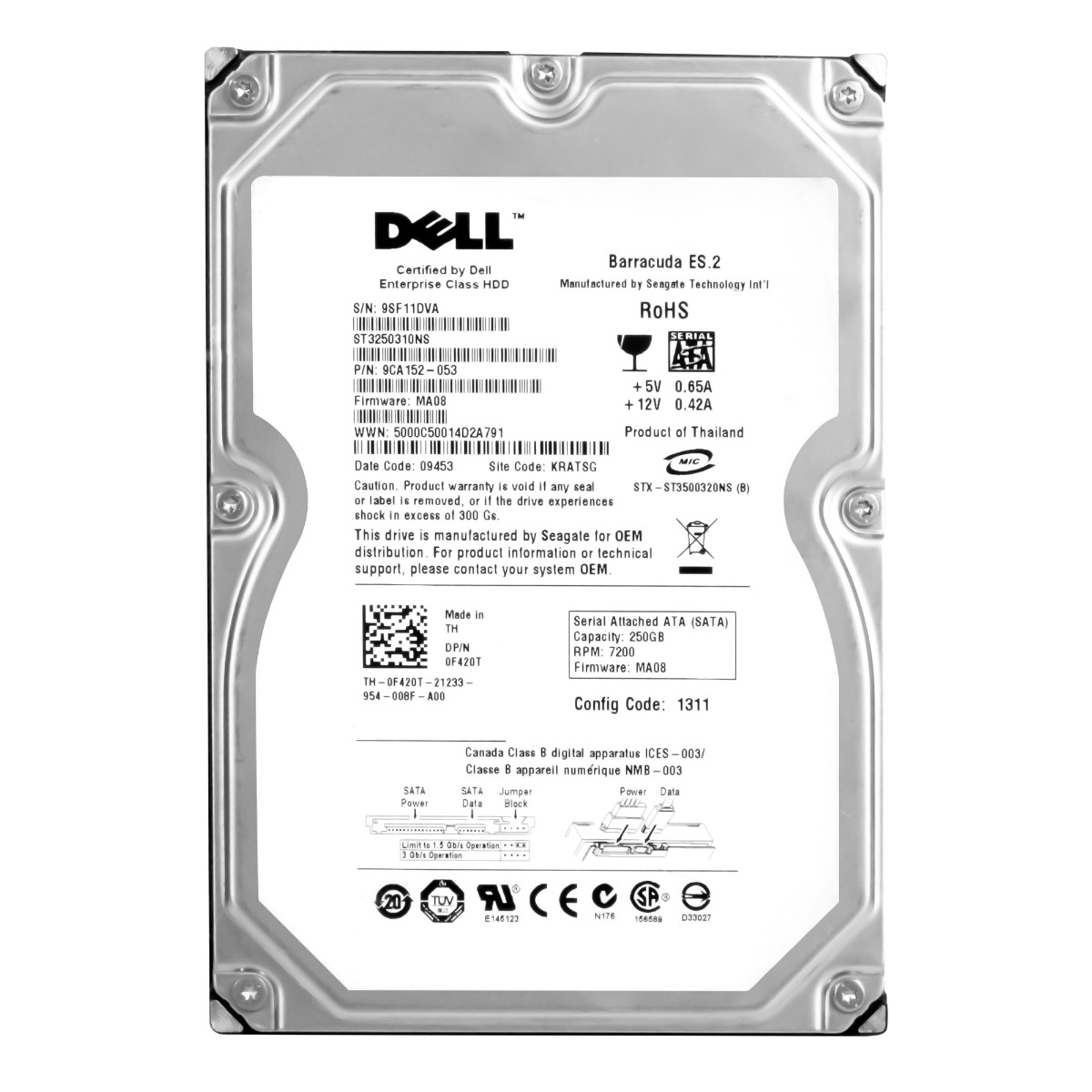 Dell 0F420T 250GB 7.2K 32MB Sata II 3.5'' ST3250310NS