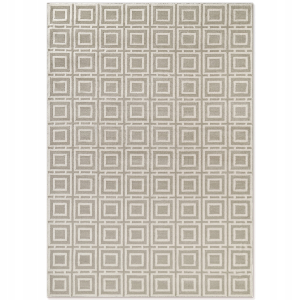 Koberec do obývacího pokoje 200 x 290 cm, plyšová béžová krémová srst, boho vzor