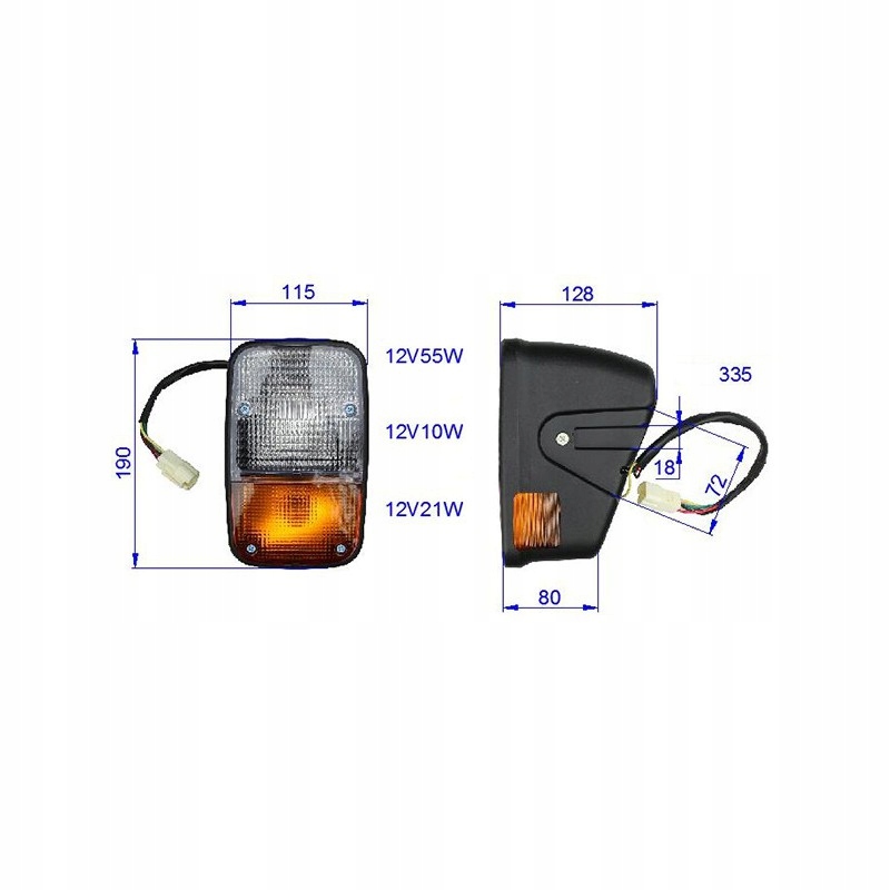 LAMPA PRZEDNIA HALOGEN PRAWA WÓZEK TOYOTA 8FG 8FD 56550-23321-71 Numer katalogowy części 56550-23321-71J