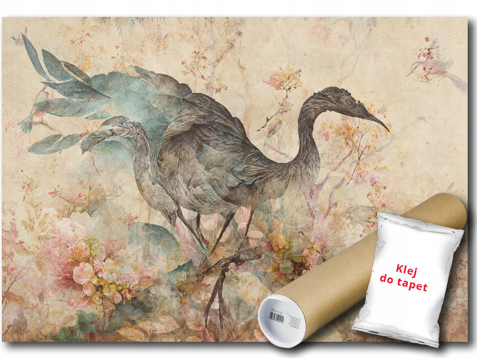 Fototapeta Flizelina Pták Květiny Sepia Retro Vintage 400x280 lepidlo bonus