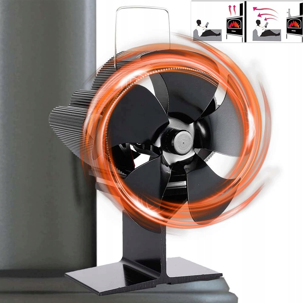 Termoelektrický Krbový Ventilátor 5 Lopatek S Malým Teploměrem