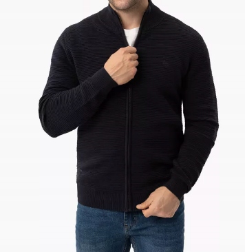 Pánský Rozepínací Svetr Stojáček Modrý Volcano S-alex L