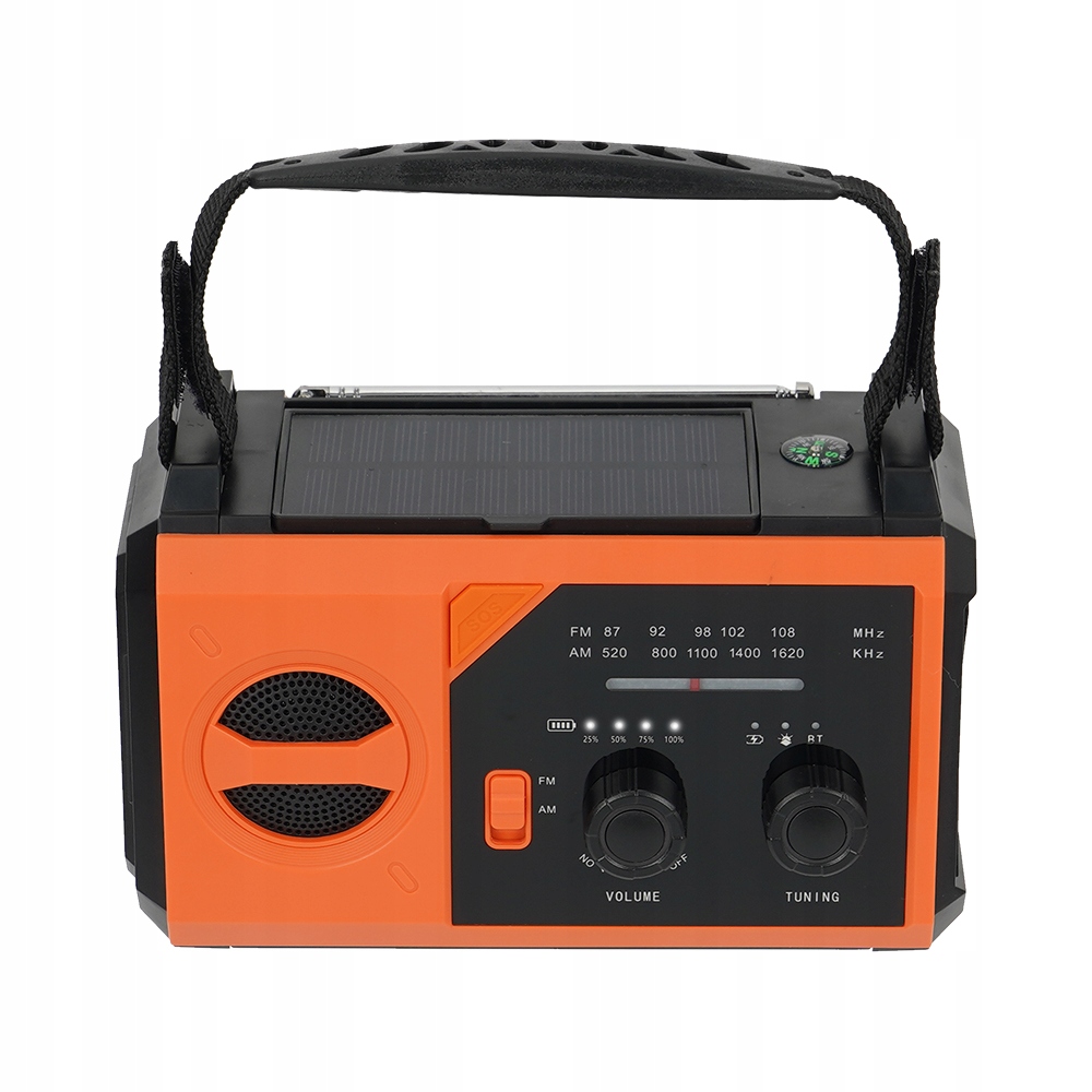 Survivalové Rádio s Powerbankou 20000 mAh Kompas Sos Svítilna Solární Korbka