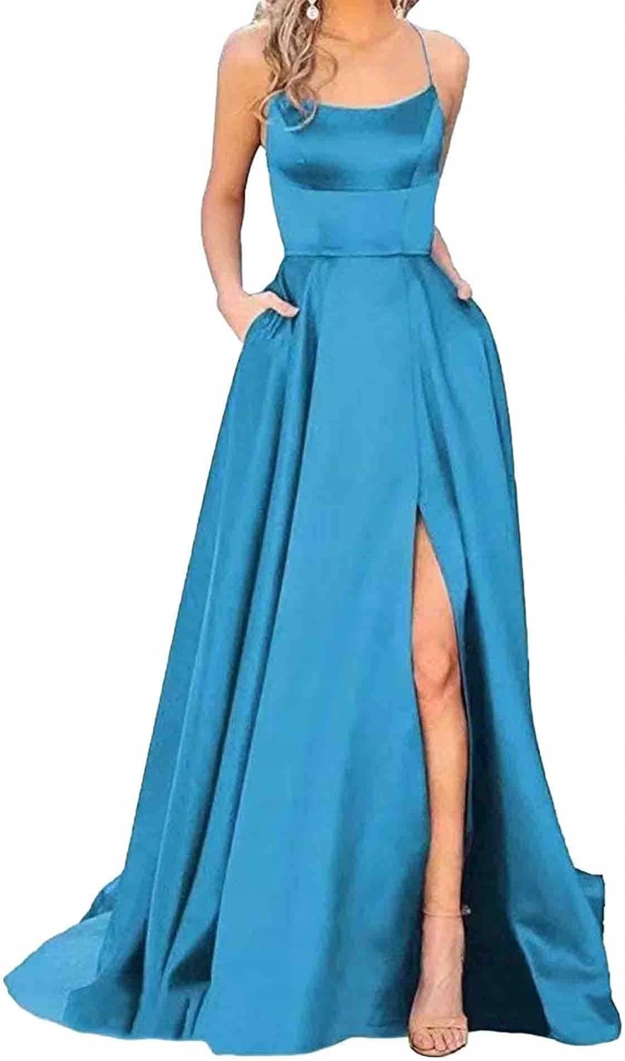 Hahaemma Šaty Elegantní Dámské Večerní Balanční Dlouhé Maxi Modré Xs