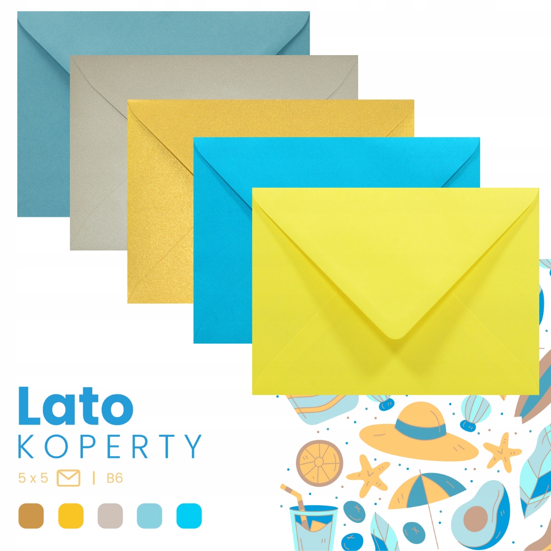 

Koperty kolorowe mix B6 zestaw Lato 25szt.