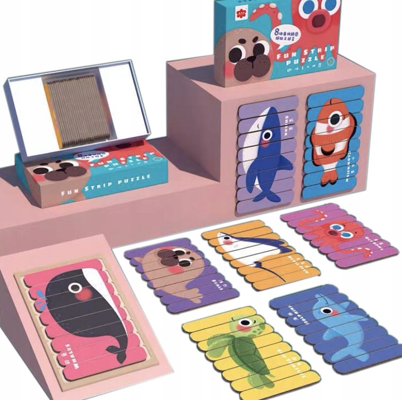 

Puzzle drewniane patyczki Ryby Montessori