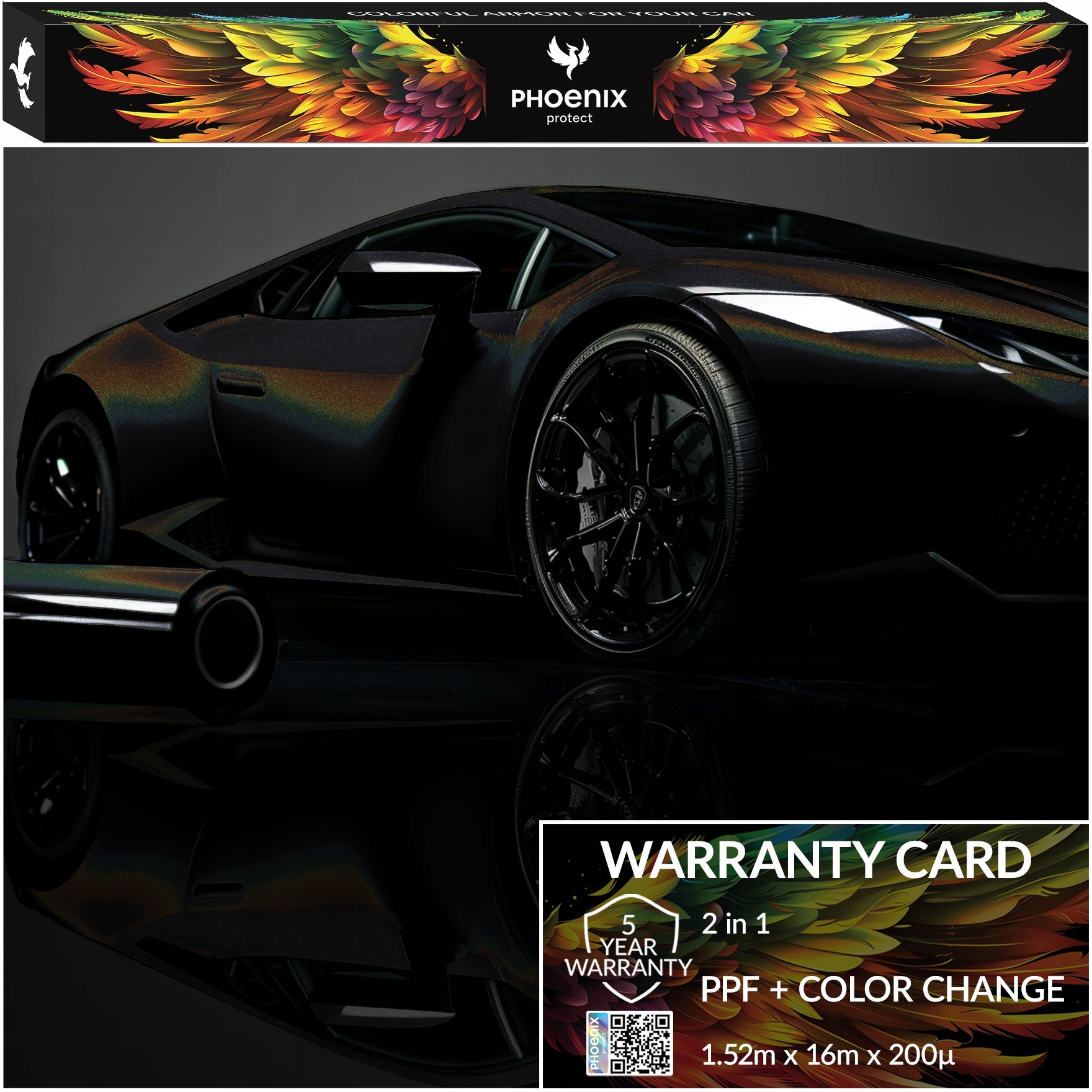 Farebná fólia Ppf Phoenix Protect Zmena farby auta Holographic Black