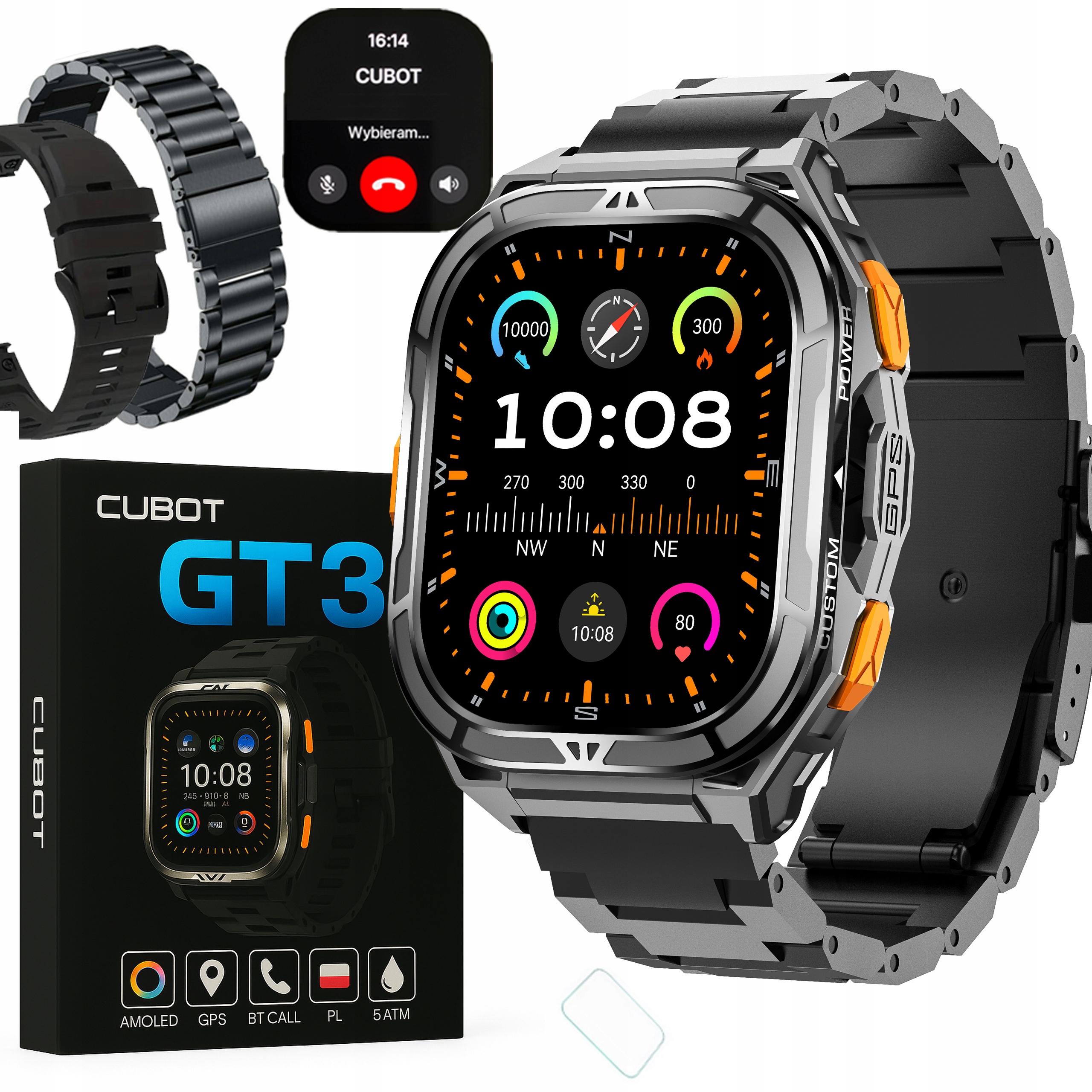 Smartwatch Pánske Hodinky Cubot GT3 Amoled Gps Hovory Obrnené Vojenské