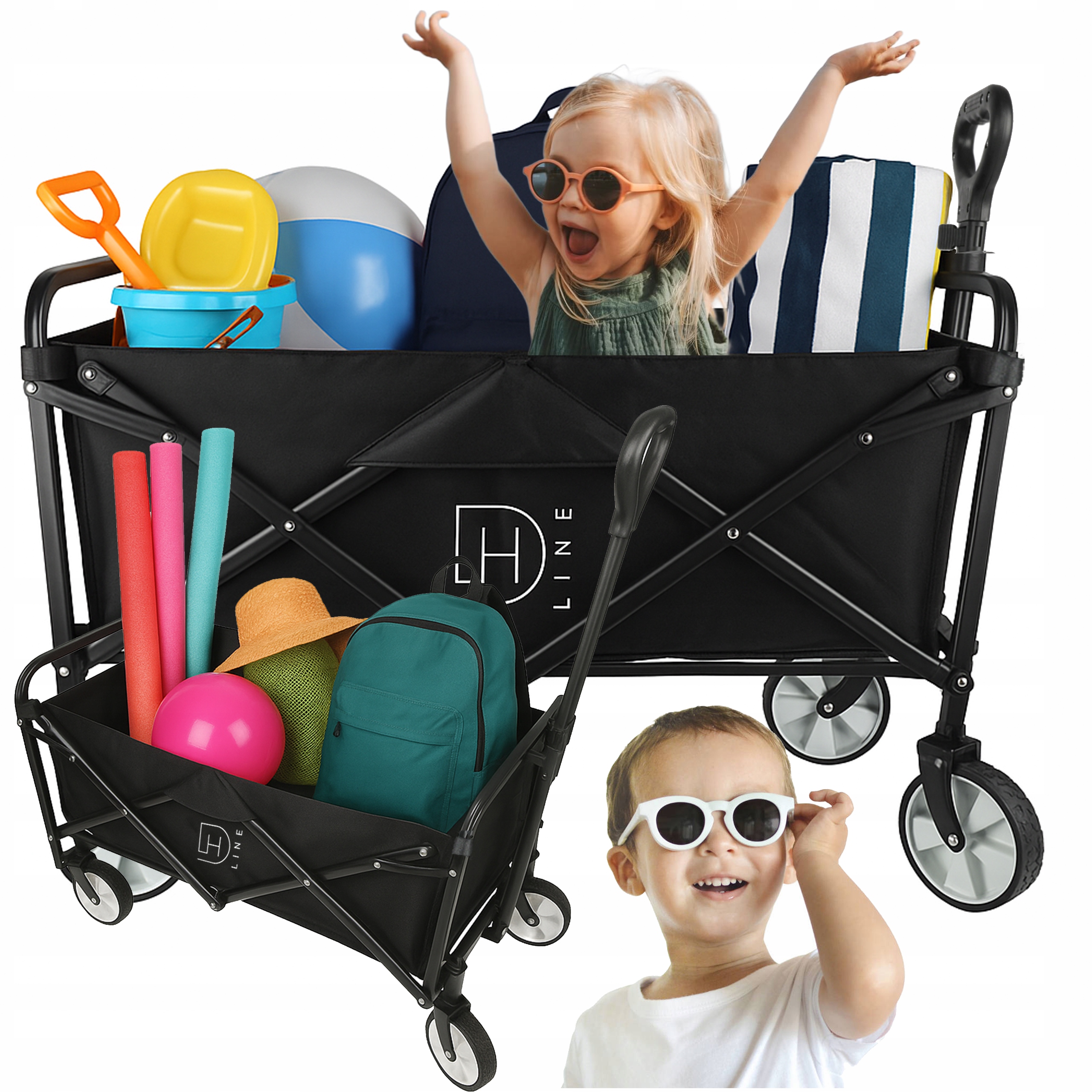 Wózek Turystyczny Plażowy Transportowy Kempingowy Ogrodowy Składany 90L