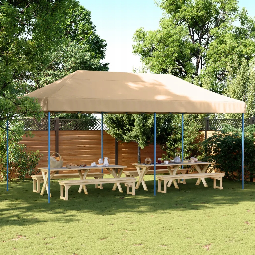 Skládací party stan pop-up béžový 580 x 292 x 315 cm Béžová 4004935