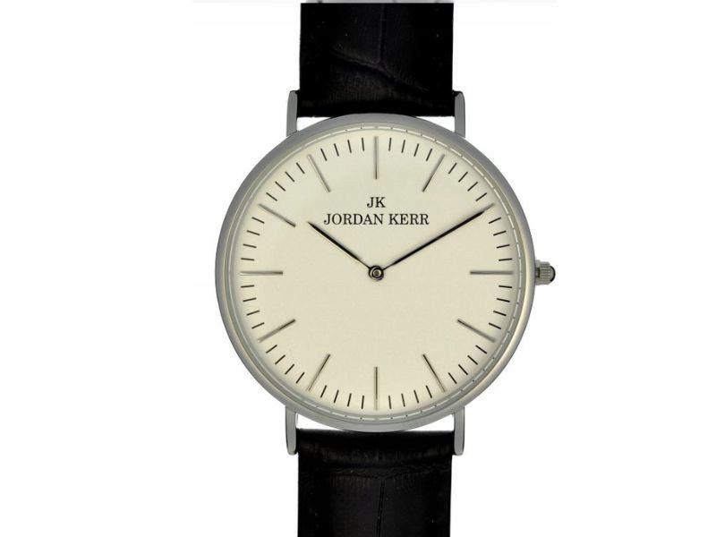 Elegantní klasické pánské hodinky na černém koženém řemínku s bílým ciferníkem