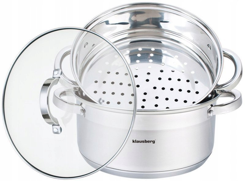Klausberg Parowar Hrnec Na Páru 24CM 3 Díly Na Zeleninu Ryby Dieta Fit Ocel