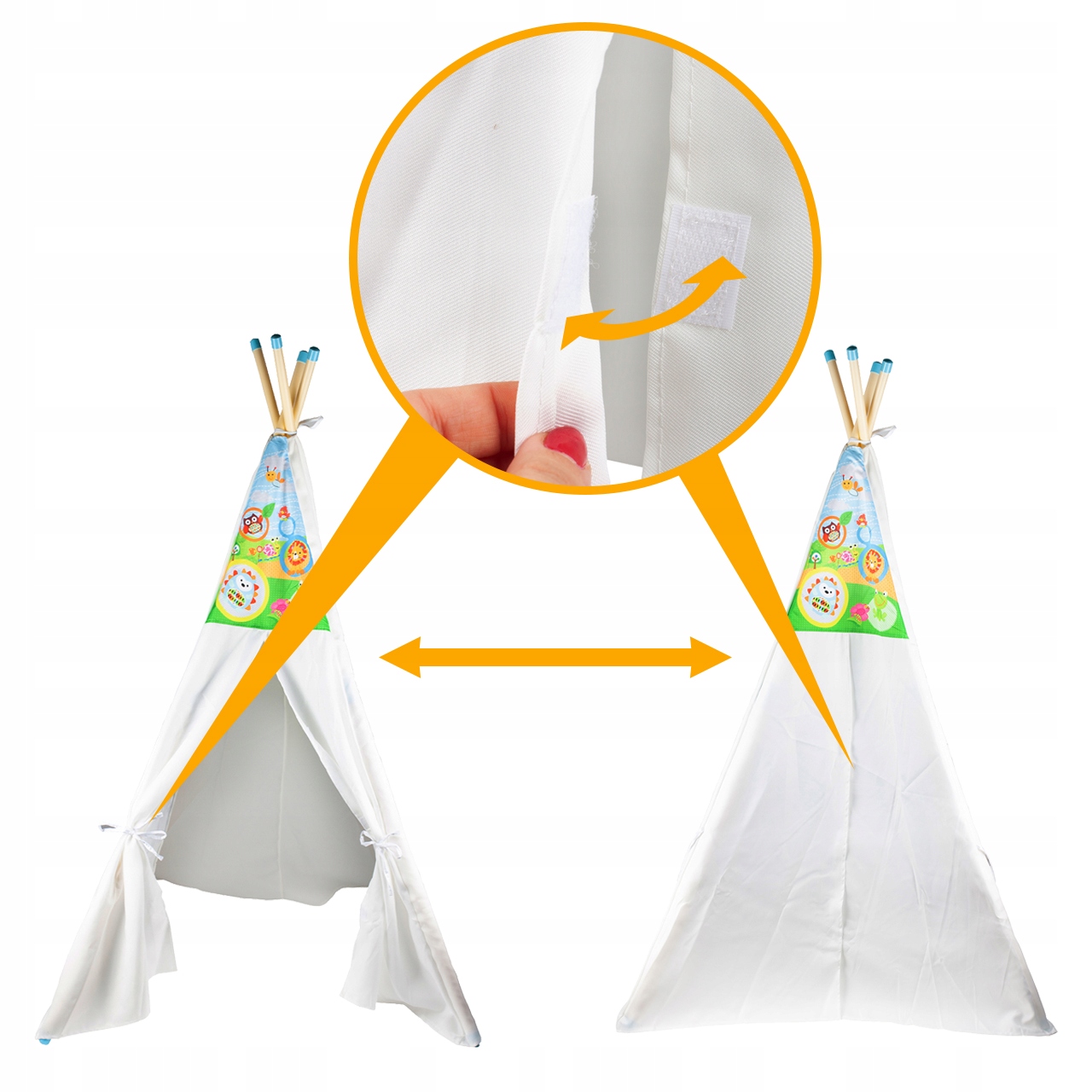 TIPI NAMIOT DOMEK DLA DZIECI ZAMYKANY WIGWAM DO ZABAWY DOMU OGRODU Szerokość produktu 100 cm