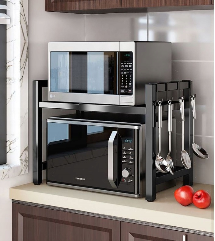 PÓŁKA REGULOWANA STOJAK DO KUCHNI NA MIKROFALÓWKĘ + 6 HACZYKÓW Kod producenta 635991