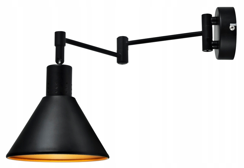 Kinkiet industrialny regulowany Copenhagen black/gold do czytania Candellux