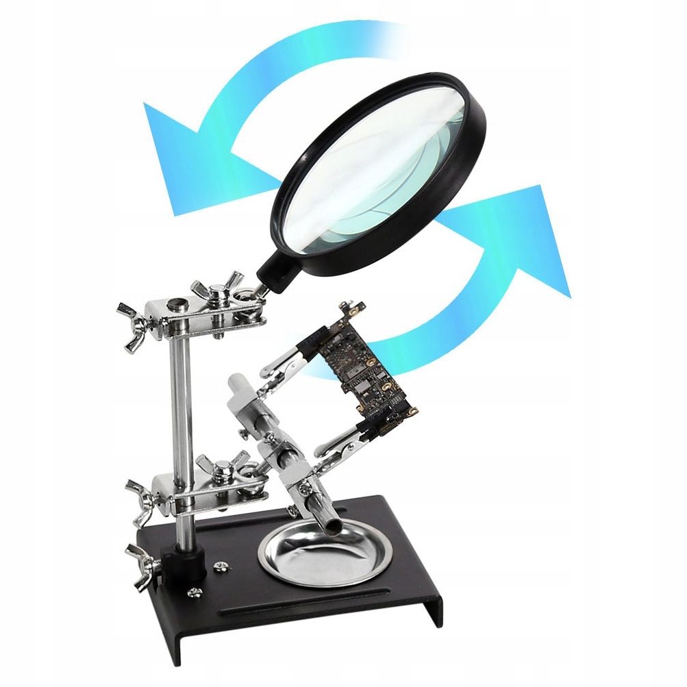 DUŻY UCHWYT MONTAŻOWY Z LUPĄ TRZECIA RĘKA 5X Marka Techrebal