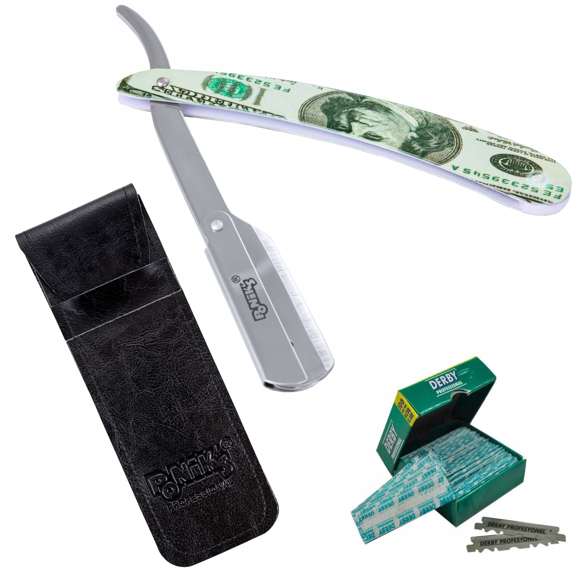Brzytwa Do Golenia Brody Fryzjerska Na Żyletki Zestaw 100 Ostrzy DERBY ETUI