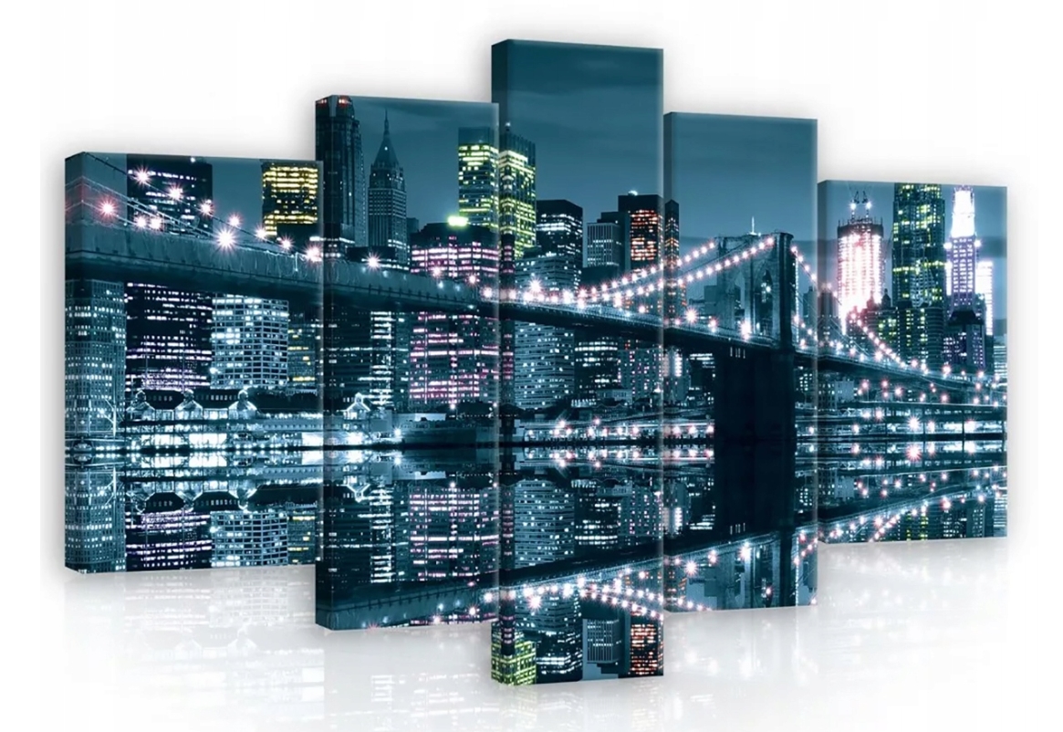 Obraz 170x100 New York v noci Brooklyn Most svetla mesta mrakodrapy