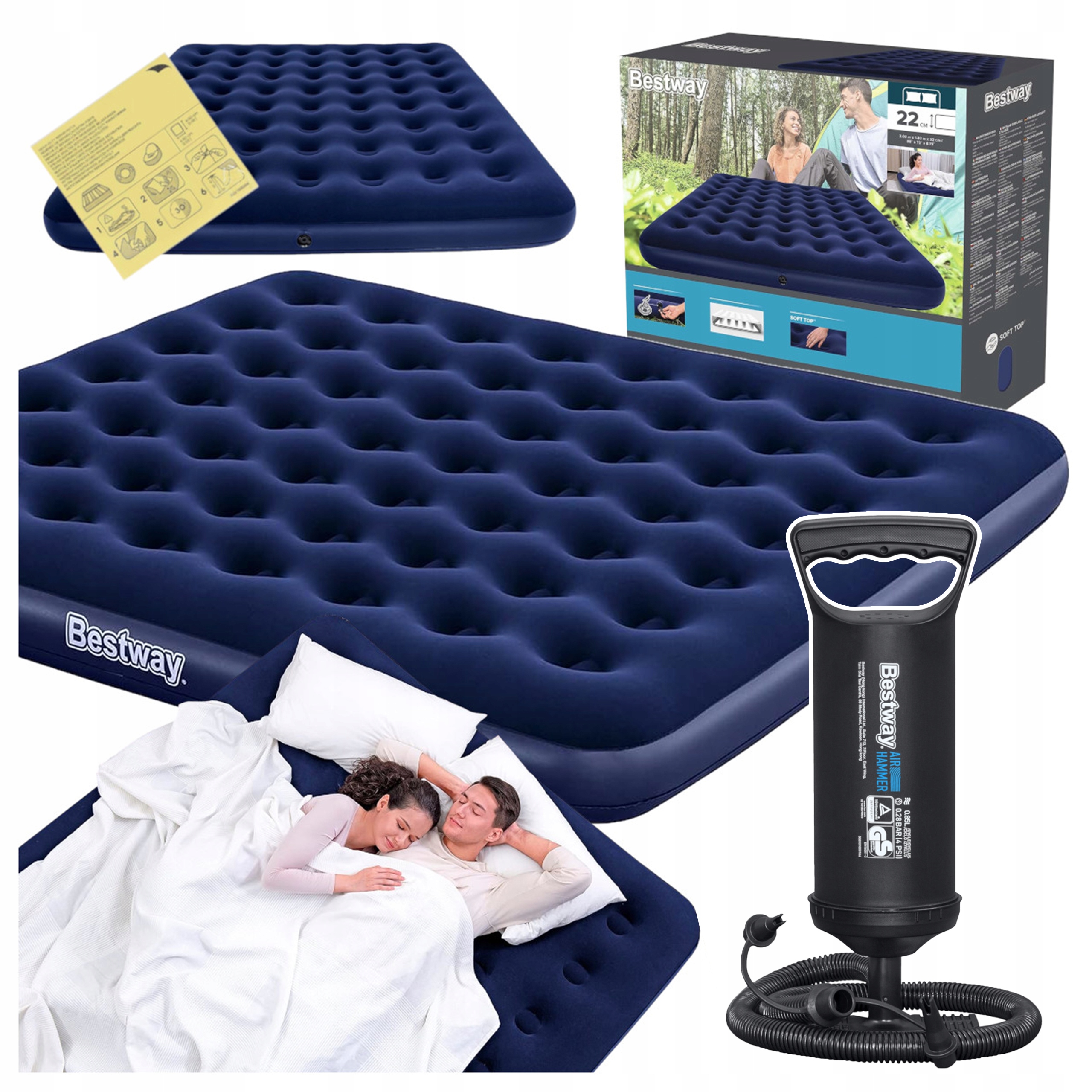 Nafukovací dvoulůžková Matrace Turistická Bestway 67004 Ruční pumpička