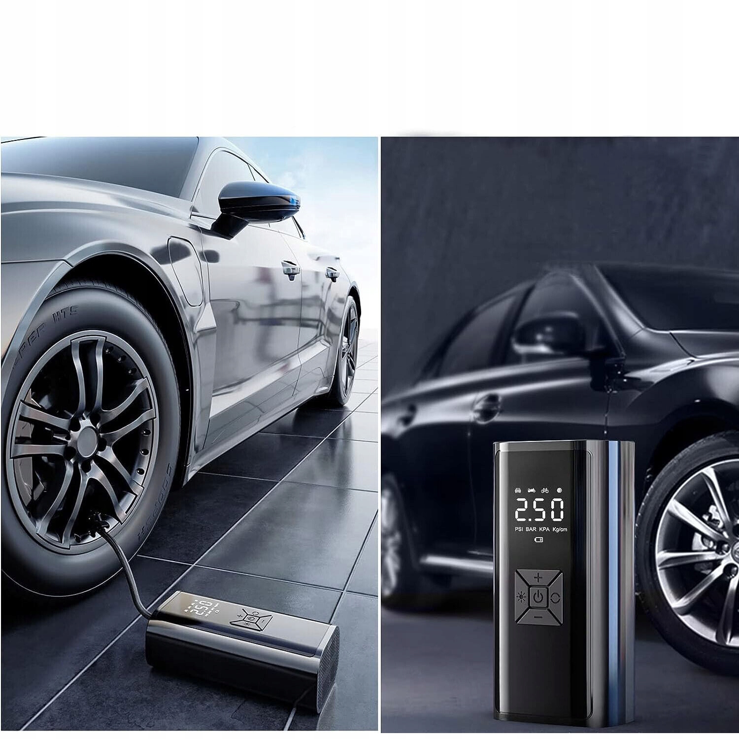 AKUMULATOROWA SAMOCHODOWA PRZENOŚNA POMPKA POWIETRZA DO OPON ROWEROWYCH Długość (cm) 16