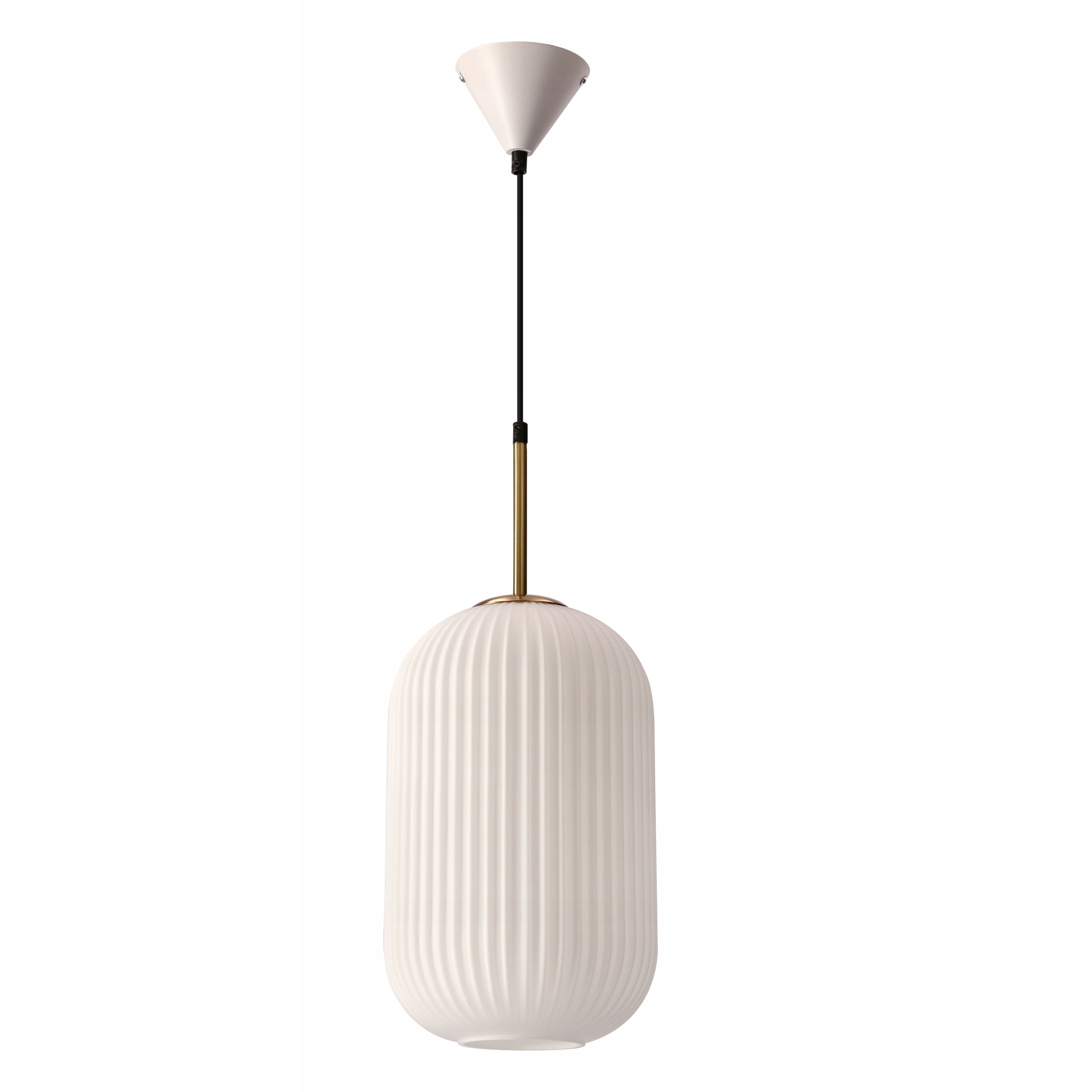 Luxusní závěsná lampa Cresto Bílá Zlatá 40W E27 Skleněná Matná Mléčná
