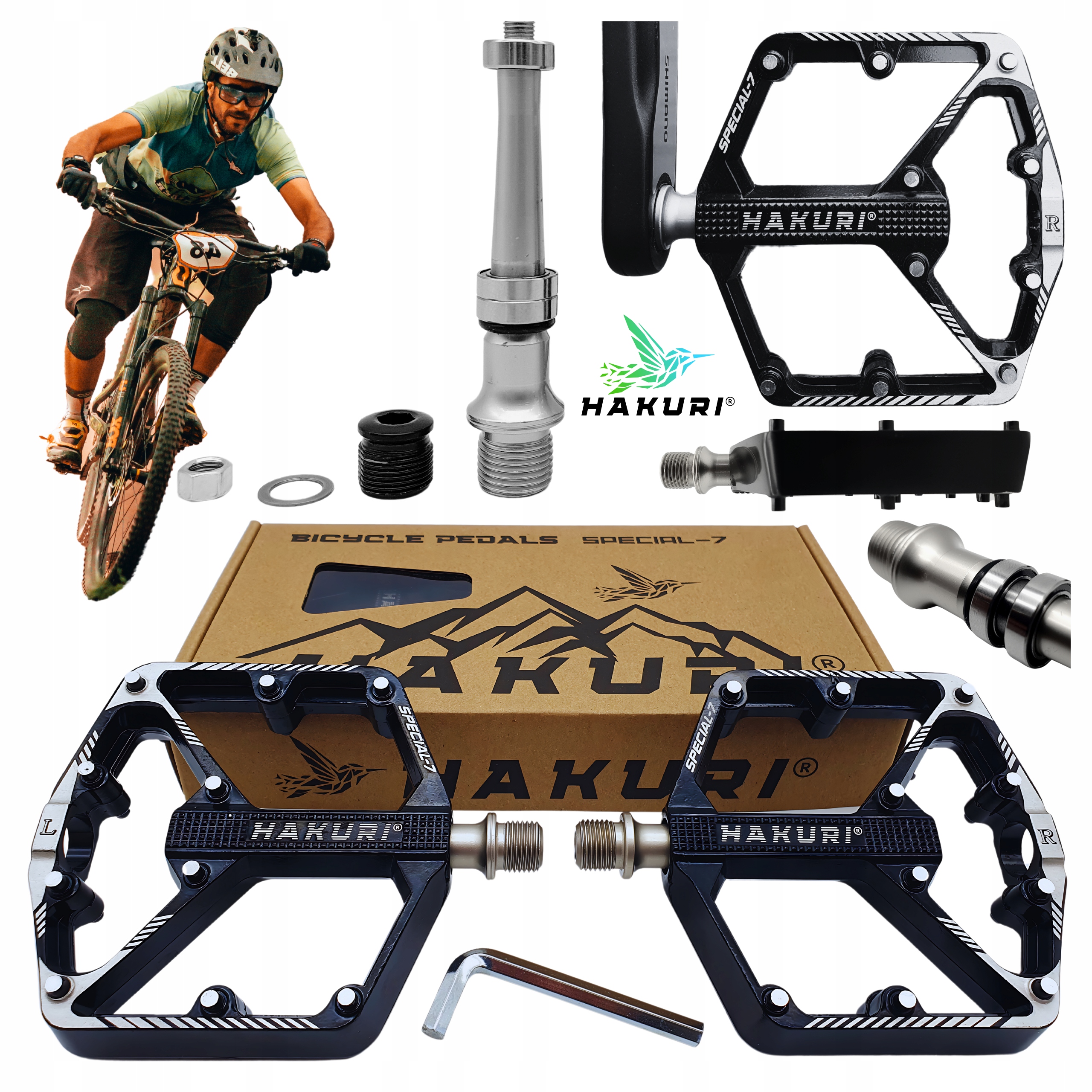 Pedały Rowerowe Platformowe Mtb Aluminiowe 3 Łożyska 10 Pinów Lekkie Enduro