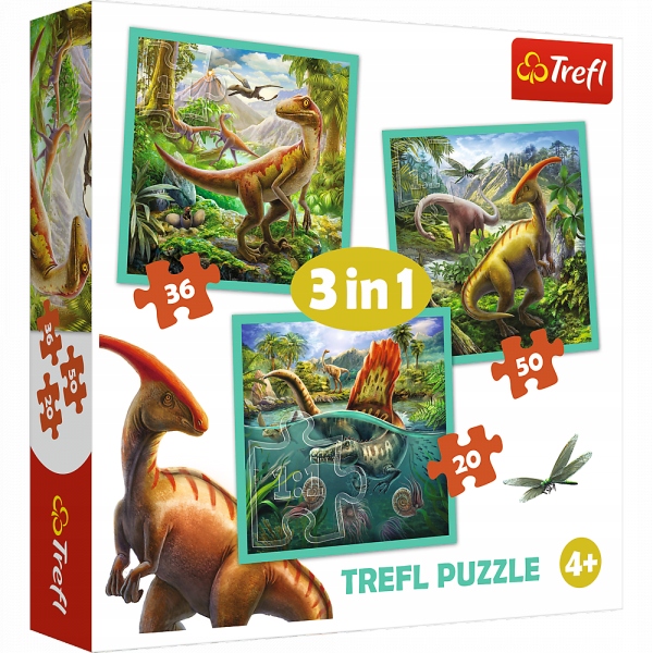 

Puzzle 3w1 20/36/50 el. Niezwykły Świat Dinozaurów