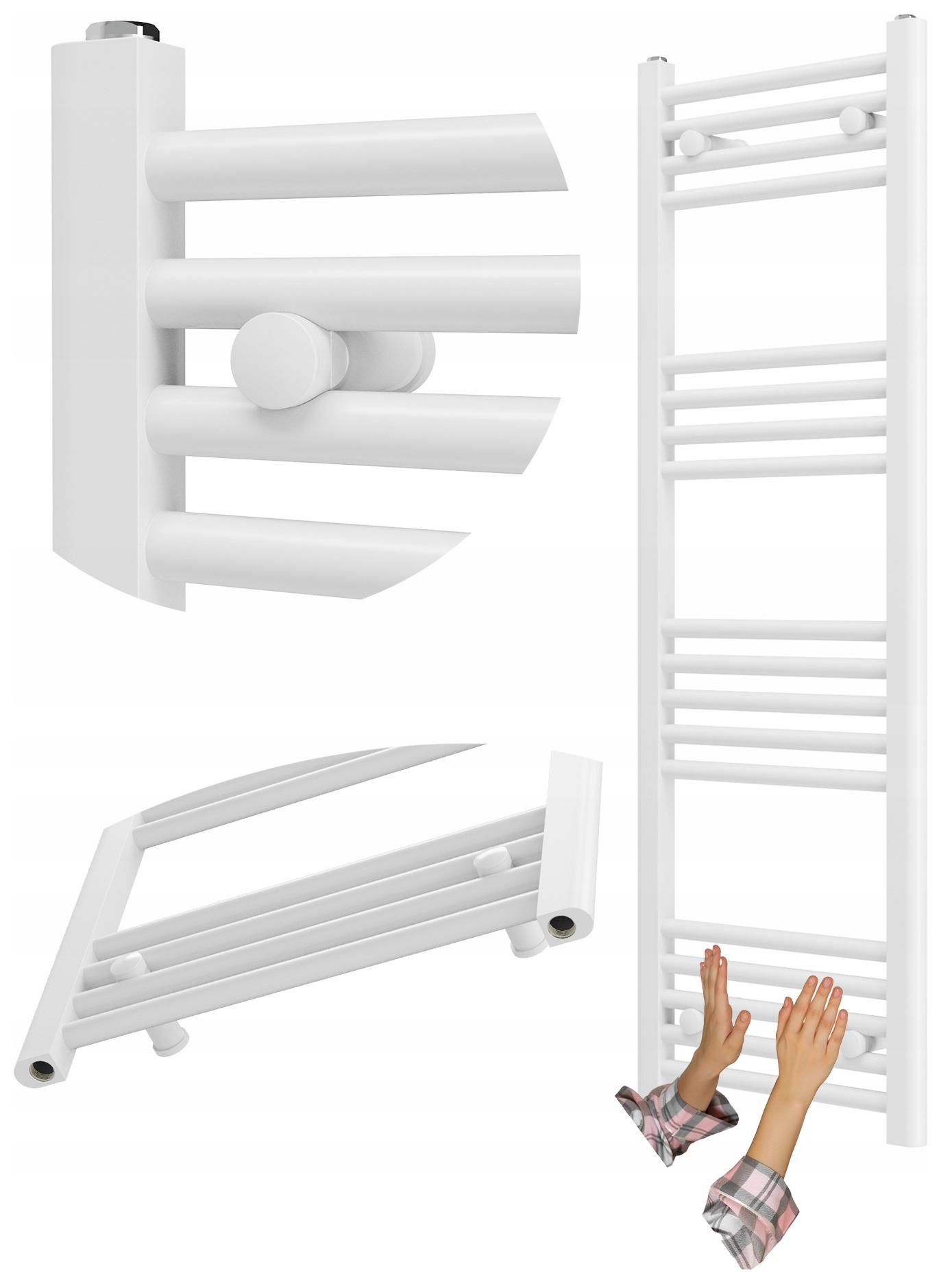 Kúpeľňový Ohrievač Biely Rebrík 40x120 cm Kaloryfer Montáž 180° Breno