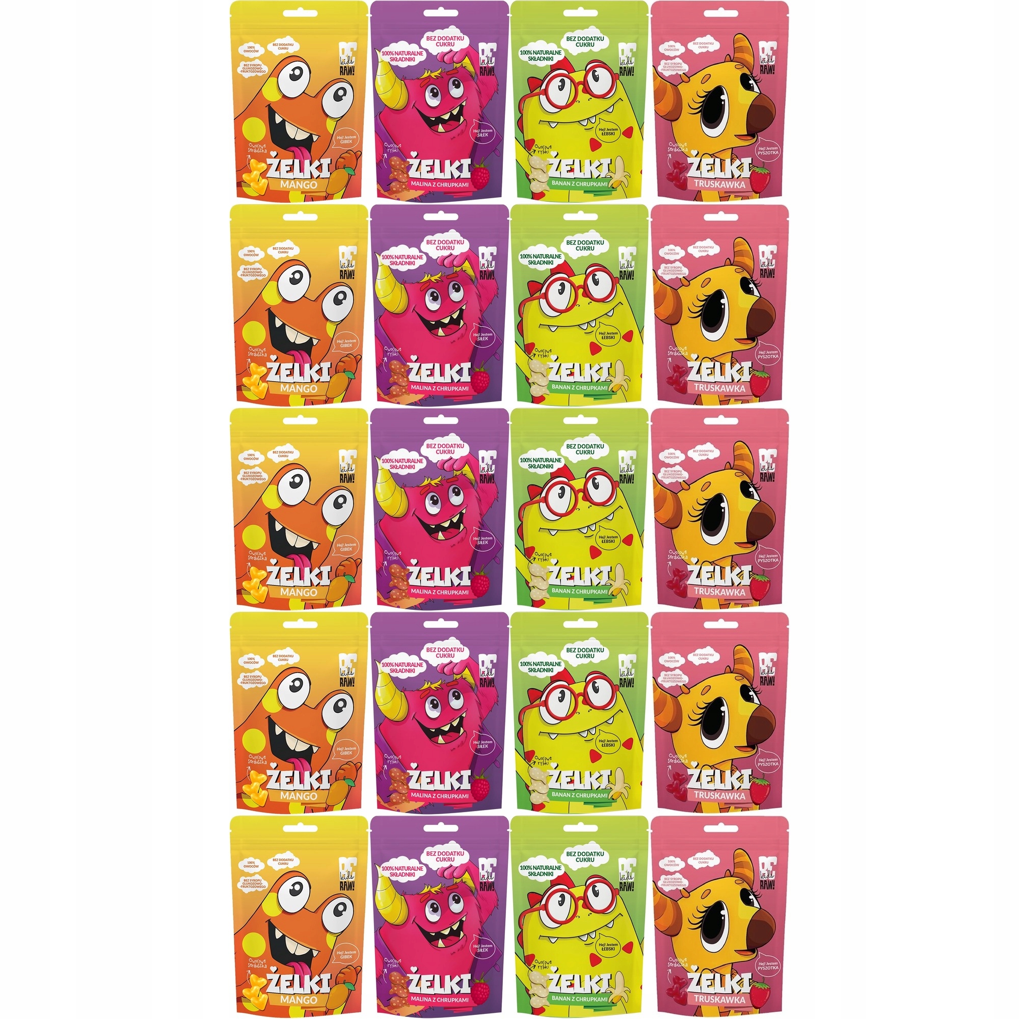 Zestaw BeRAW Kids żelki owocowe MIX smaków 20 szt.
