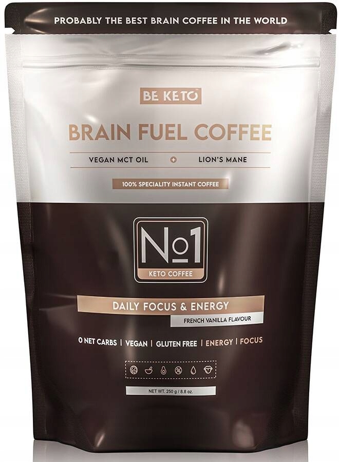 Levně Káva rozpustná BeKeto Brain Fuel Coffee French Vanilla 250 g