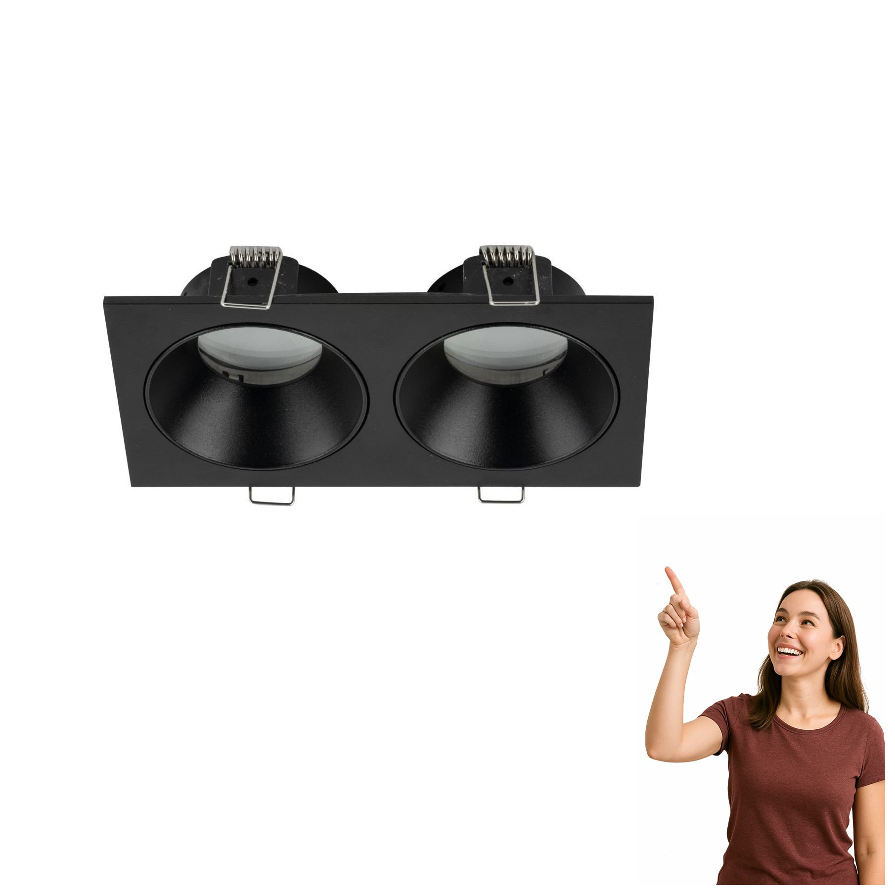Dvojité zapuštěné kulaté stropní svítidlo Prisma Duo Black 10579 Tk Lighting