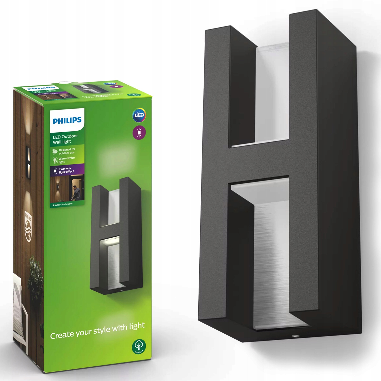 Záhradné nástenné svietidlo Vonkajšia fasádna Led lampa 9W 1000lm IP44 Philips