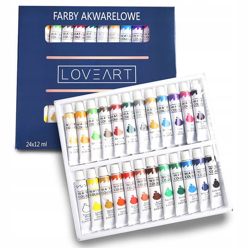 Akvarelové barvy Loveart 24x12 ml Sada akvarelových barev Velkoobchod 24 kusů