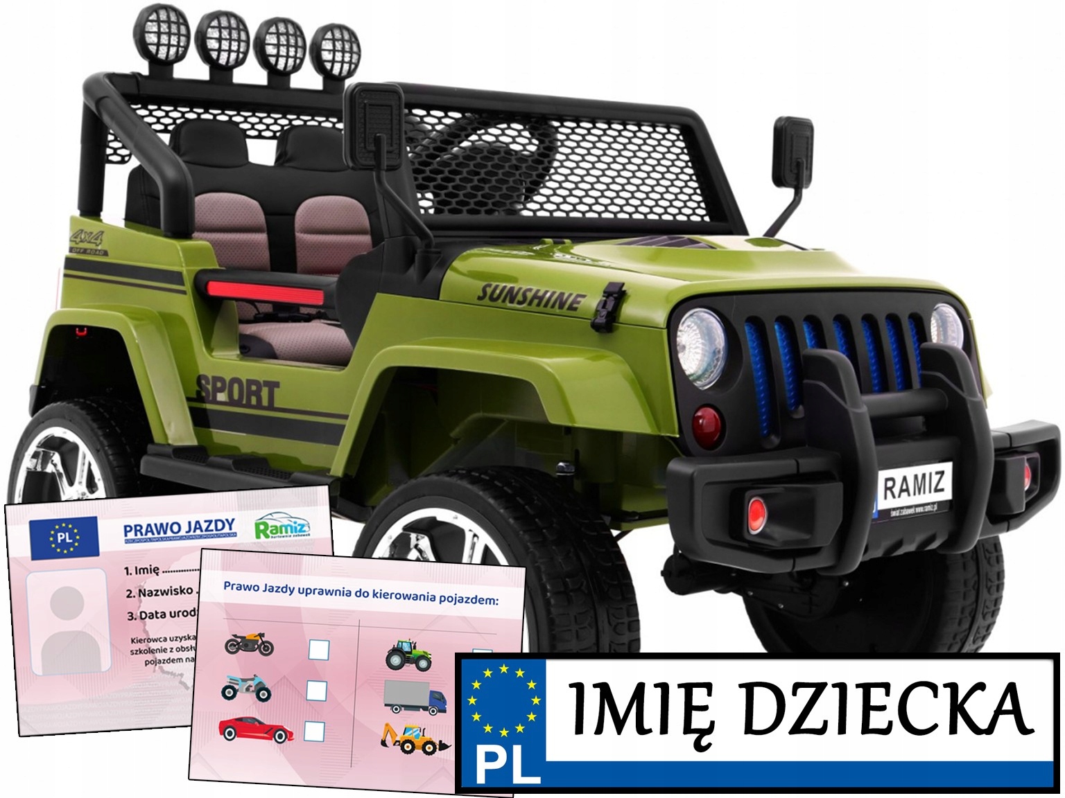 Autko Dla Dzieci na akumulator Raptor Drifter pilot 4x4 terenówka Tablica