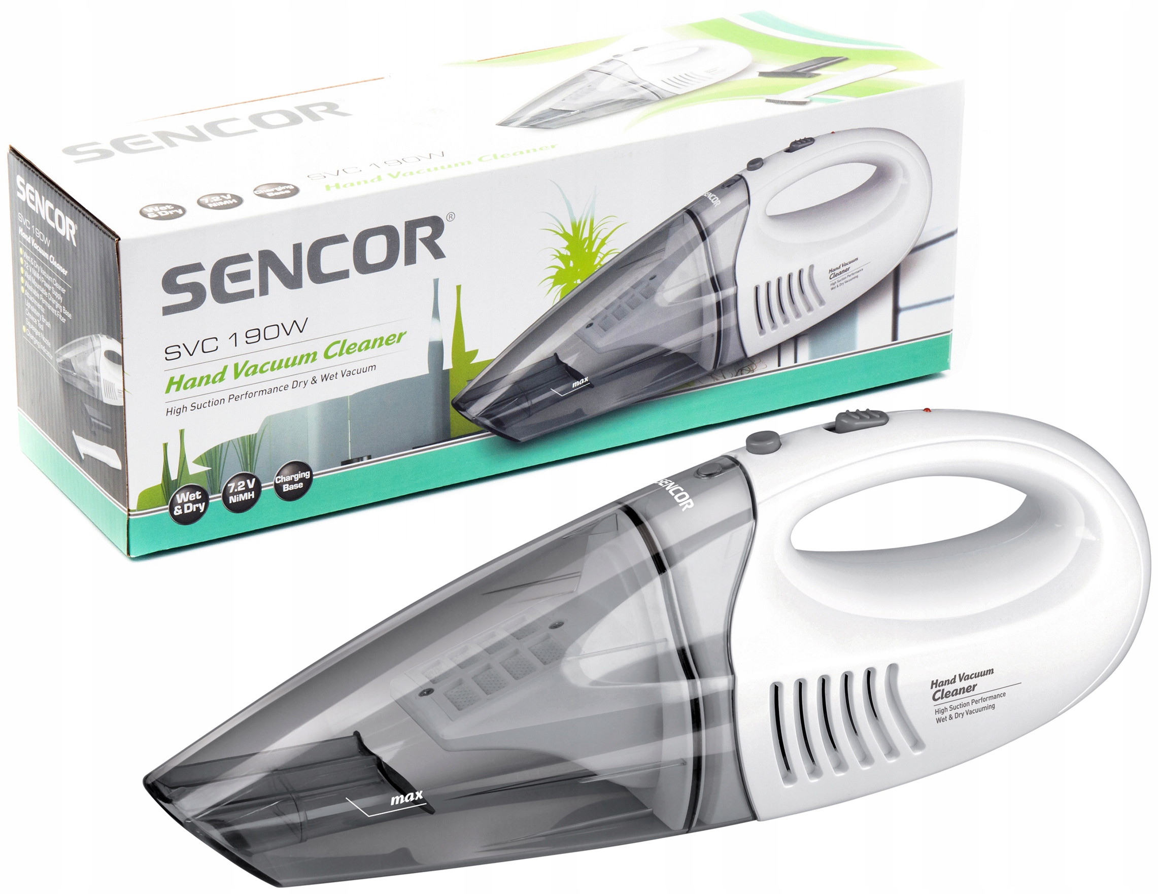 Bezprzewodowy odkurzacz ręczny samochodowy Sencor Svc 190W biały