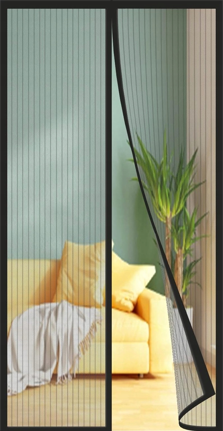 Moskitiera Magnetyczna 80x230 Cm Do Drzwi Siatka Czarna Samoprzylepna