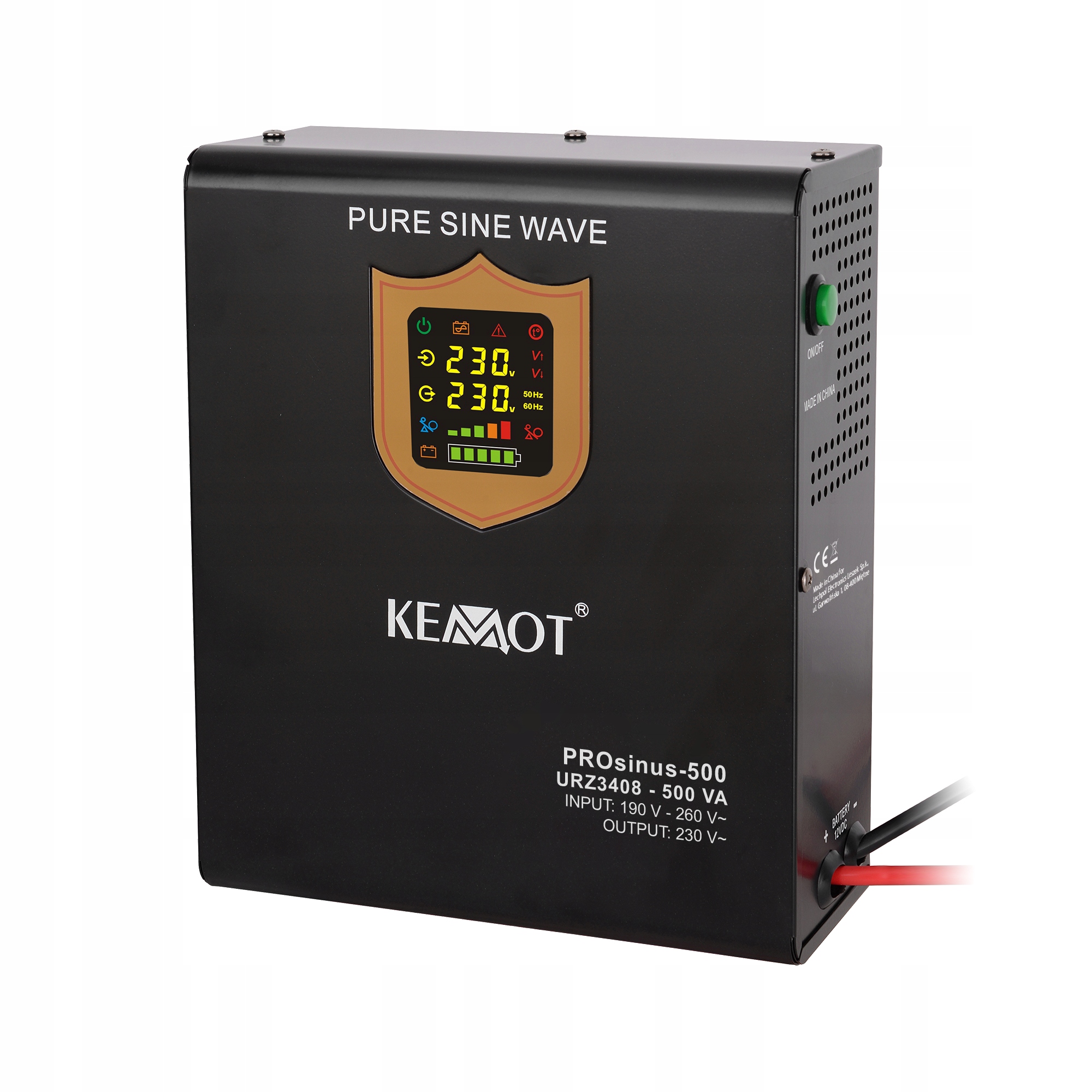 Zasilacz awaryjny naścienny Ups Kemot PROsinus 500 12V/230V 500VA/300W