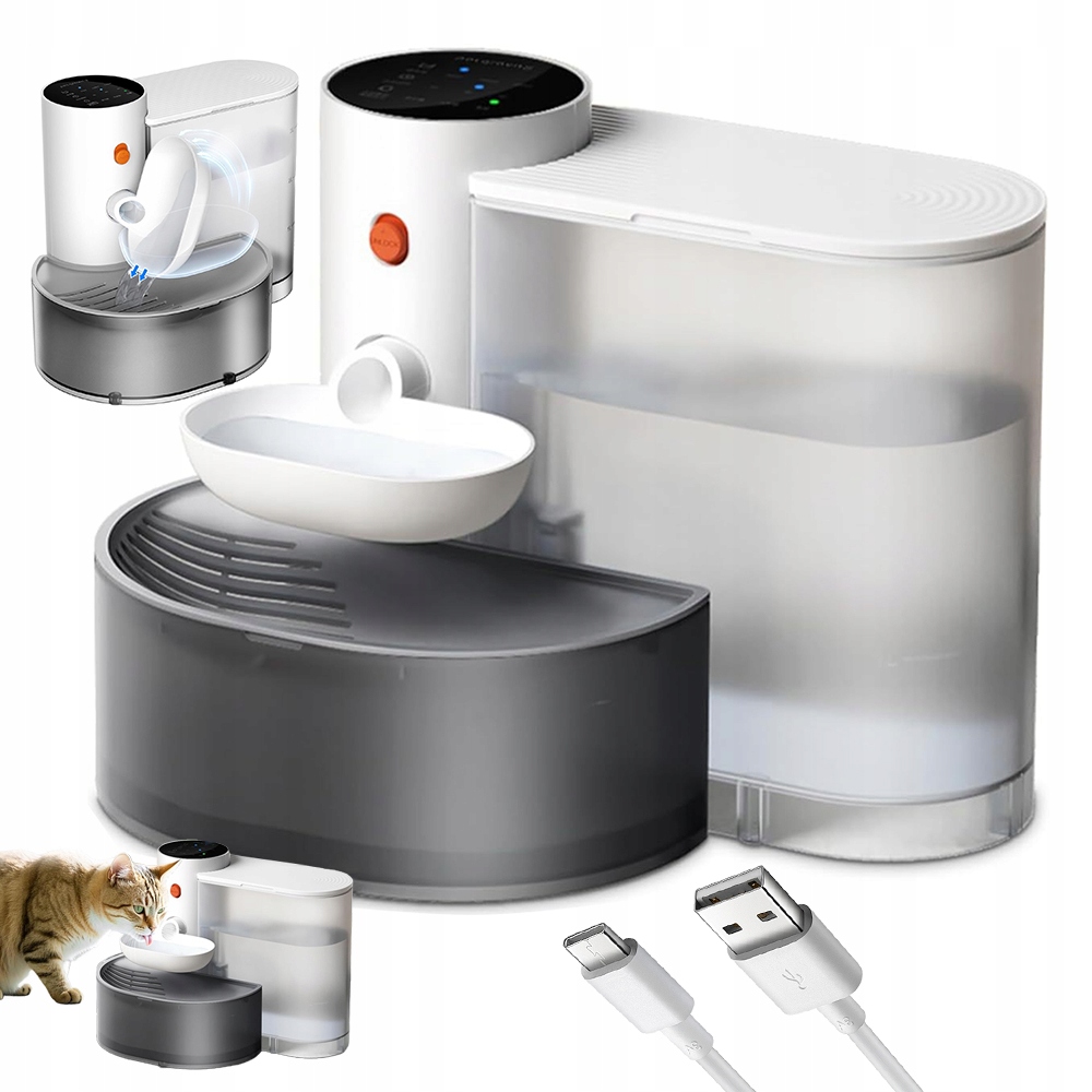 Levně Automatické Krmítko Fontána Pro Kočky Psa Tichá Napáječka Filtr 2000MAH 3L