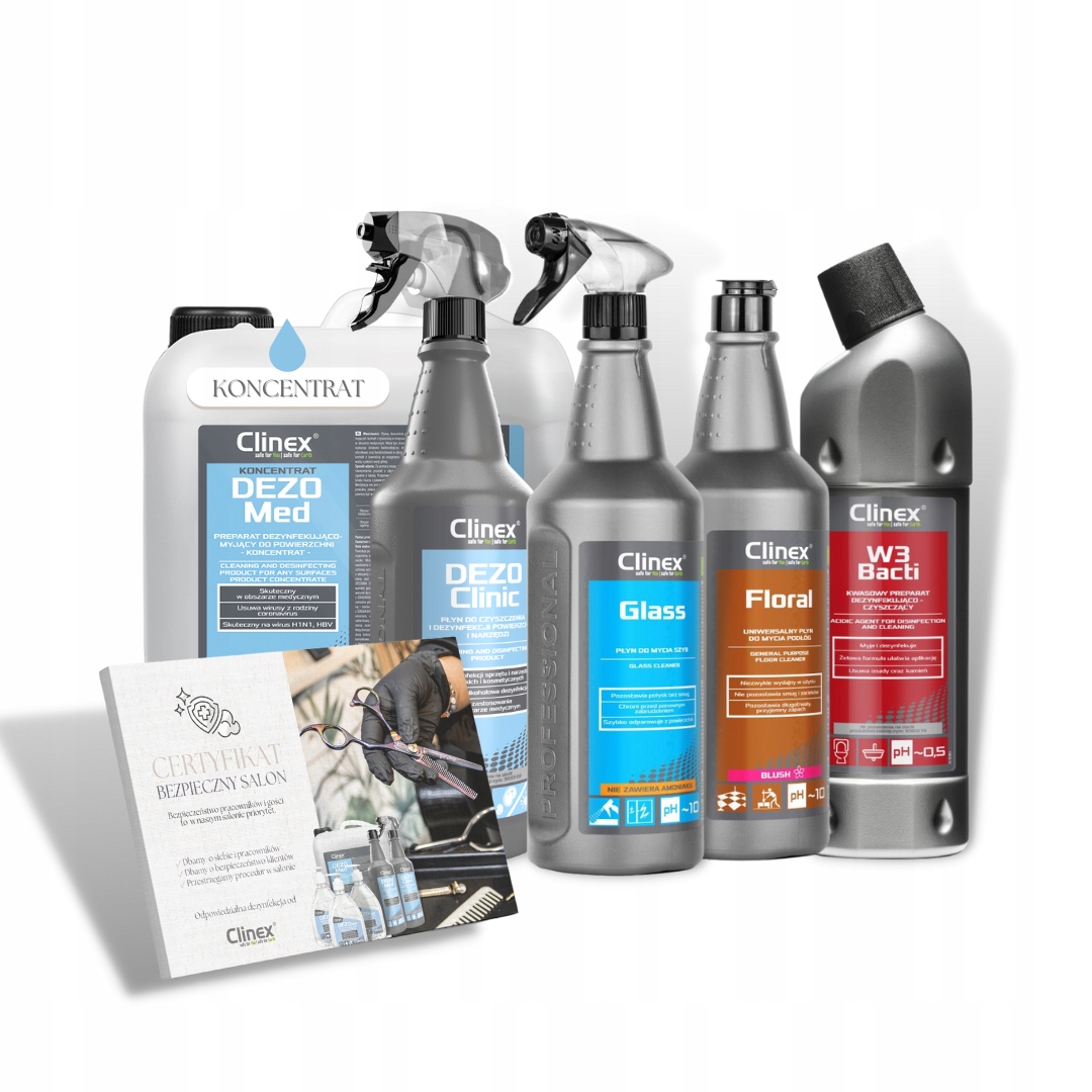 Zestaw Clinex Salon fryzjerski do dezynfekcji narzędzi i powierzchni
