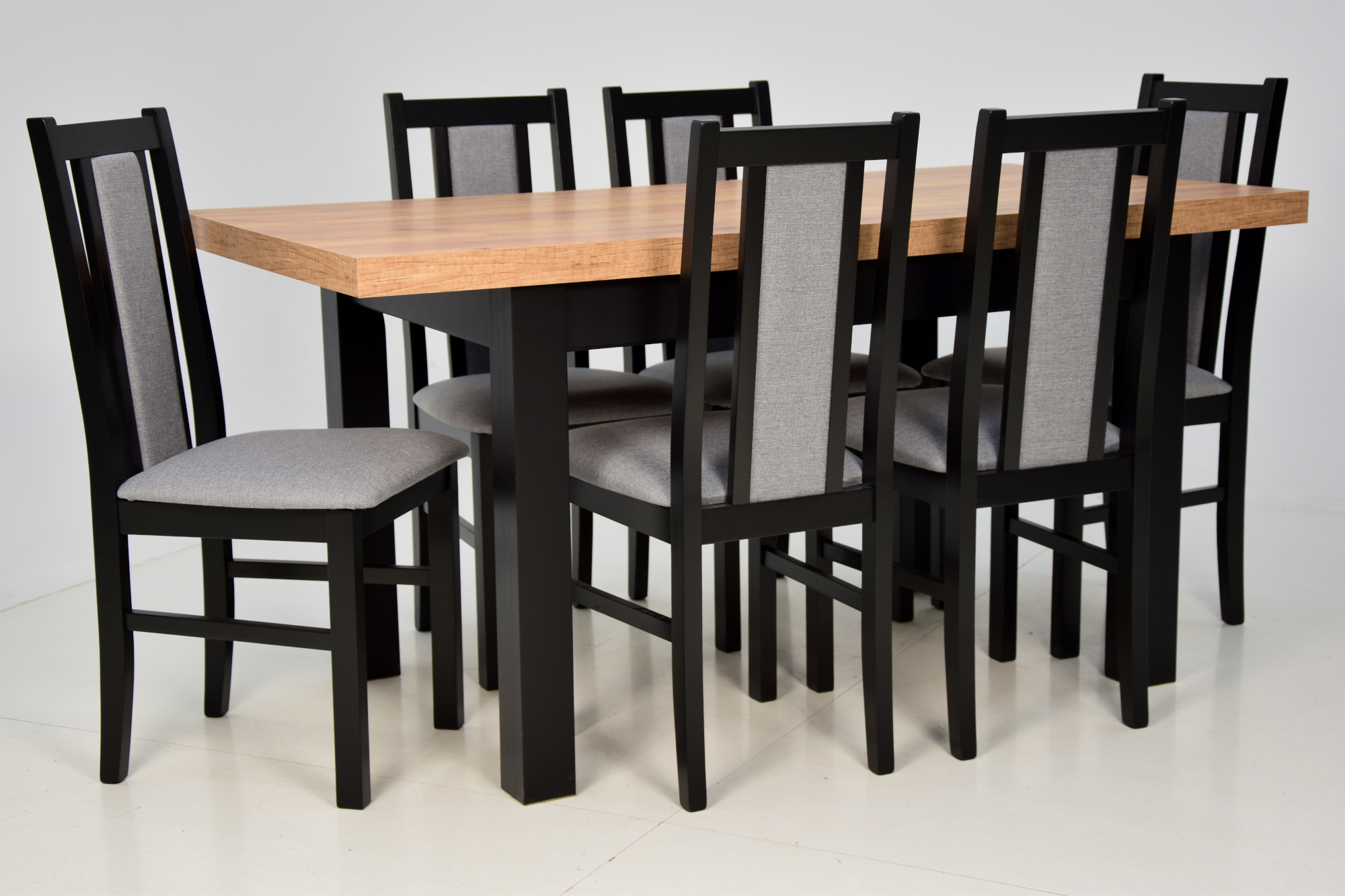 KOMPLET 6 krzeseł do kuchni+stół rozkładany 160cm Kolor korpusu stołu czarny