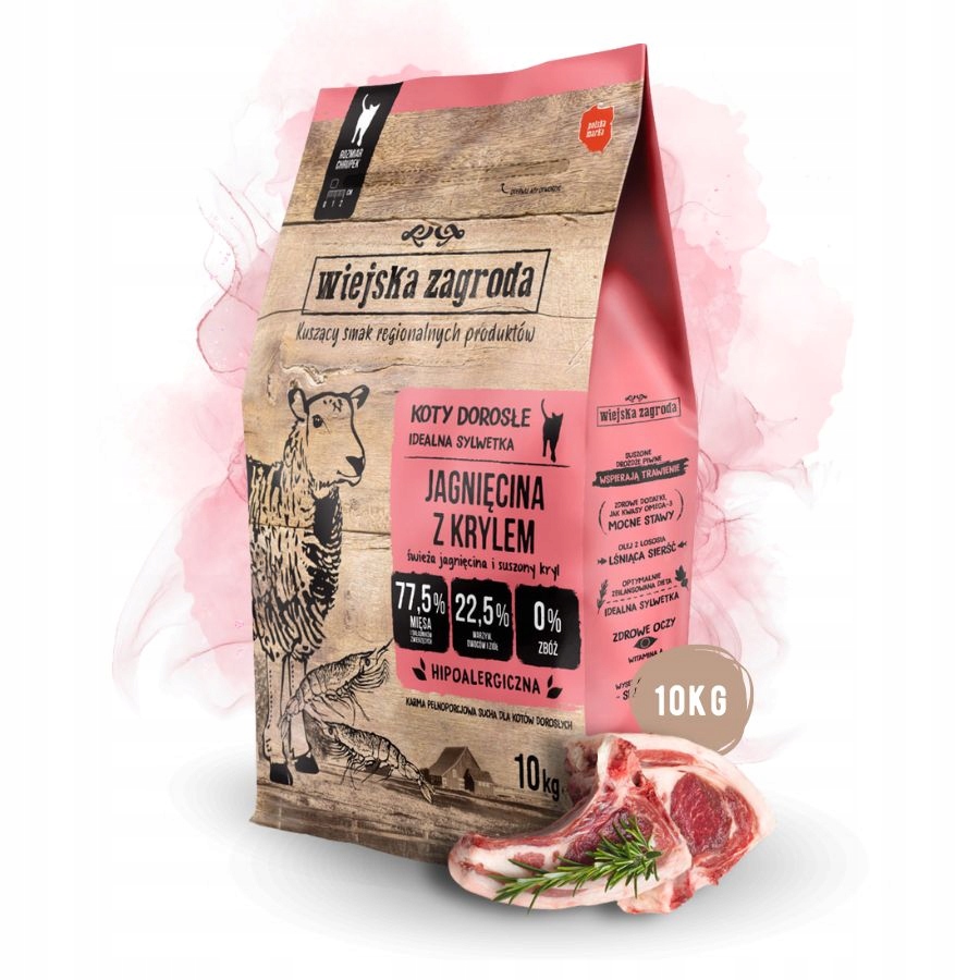Wiejska Zagroda Karma sucha dla kota Jagnięcina z Krylem Kurczak 10kg